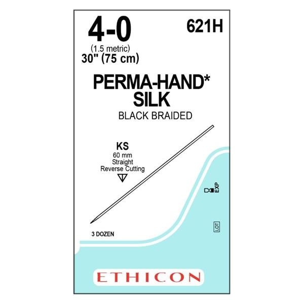 Perma-Hand Suture 4-0 1x30" Silk Braid KS Black Bx