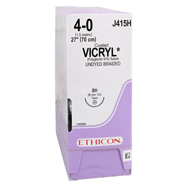 Vicryl Suture 4-0 27" Polyglactin 910 Braid SH Undyed 36/Bx - Vicryl Suture 4-0 27" Polyglactin 910 Braid SH Undyed 36/Bx - Image 1