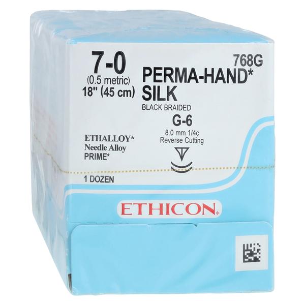 Perma-Hand Suture 7-0 1x18" Silk Braid G-6/G-6 Black 12/Bx
