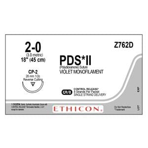 PDS II Suture 2-0 8-18" Polydioxanone Monofilament CP-2 Violet Bx