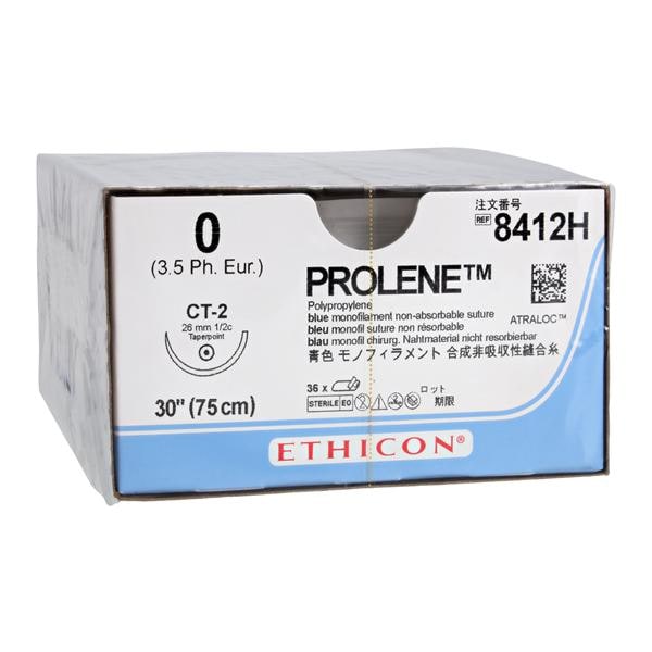 Prolene Suture 0 30" Polypropylene Monofilament CT-2 Blue 36/Bx