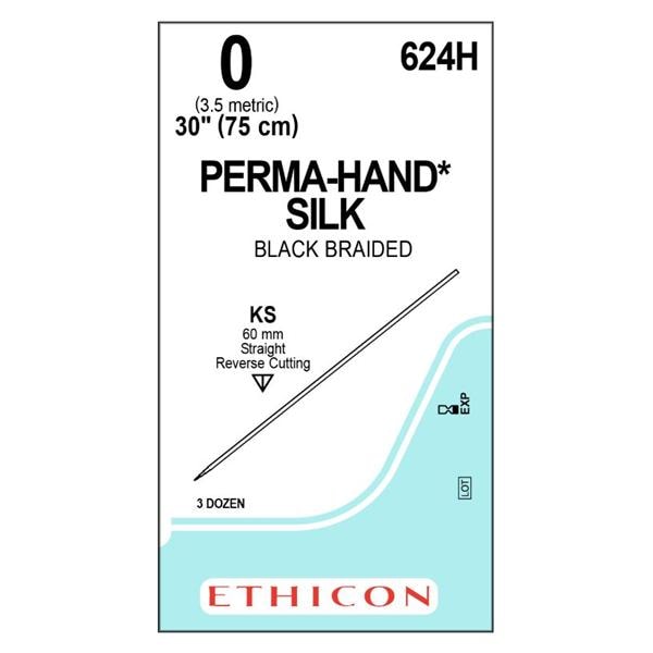 Perma-Hand Suture 0 30" Silk Braid KS Black 36/Bx