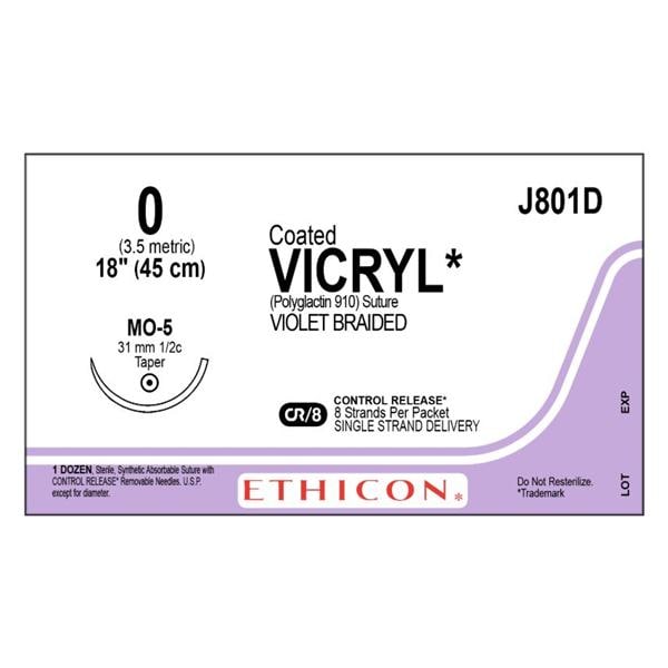 Vicryl Suture 0 8-18" Polyglactin 910 Braid MO-5 Violet 12/Bx