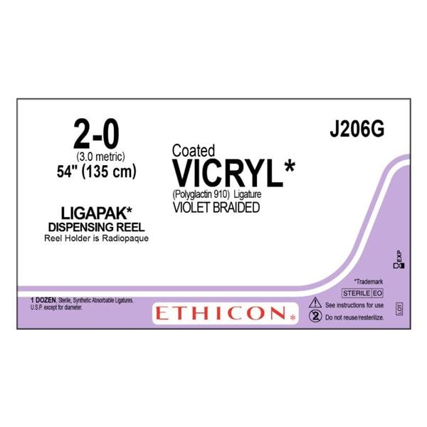 Vicryl Suture 2-0 54" Polyglactin 910 Braid Violet 12/Bx