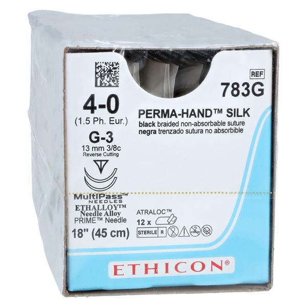 Perma-Hand Suture 4-0 1x18" Silk Braid G-3/G-3 Black 12/Bx
