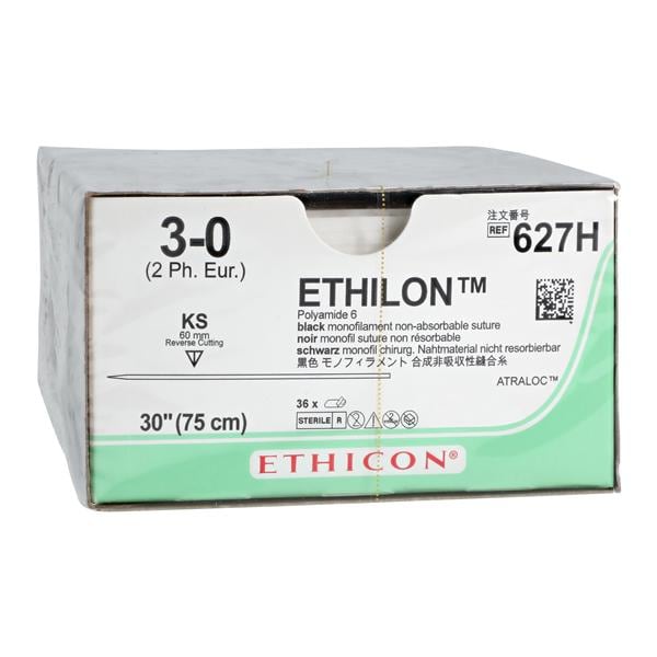 Ethilon Suture 3-0 30" Nylon Monofilament KS Black 36/Bx