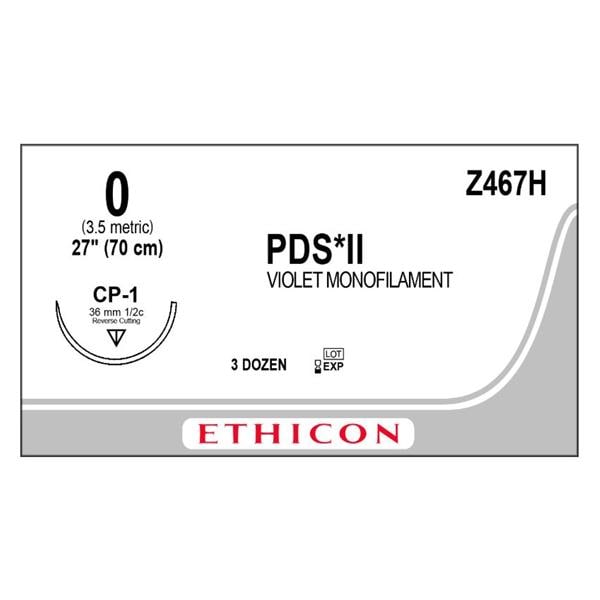 PDS II Suture 0 27" Polydioxanone Monofilament CP-1 Violet 36/Bx