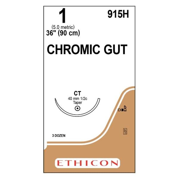 Gut Chromic Suture 1 36" Chromic Gut Monofilament CT Brown 36/Bx