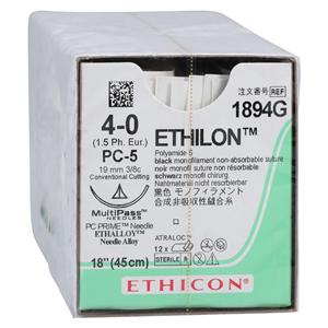 Ethilon Suture 4-0 18" Nylon Monofilament PC-5 Black 12/Bx
