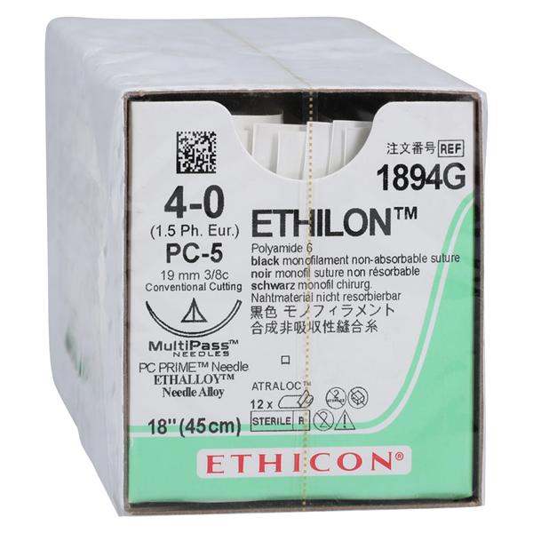 Ethilon Suture 4-0 18" Nylon Monofilament PC-5 Black 12/Bx
