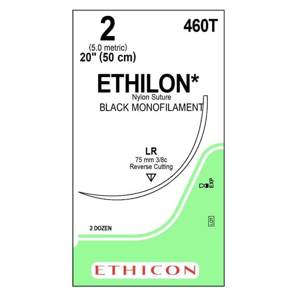 Ethilon Suture 2 1x20" Nylon Monofilament LR Black 24/Bx