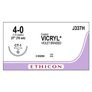 Vicryl Suture 4-0 27" Polyglactin 910 Braid CT-1 Violet 36/bx