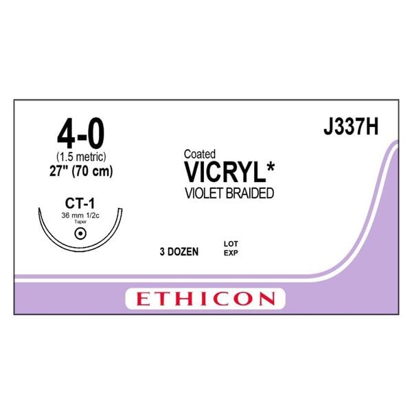 Vicryl Suture 4-0 27" Polyglactin 910 Braid CT-1 Violet 36/bx