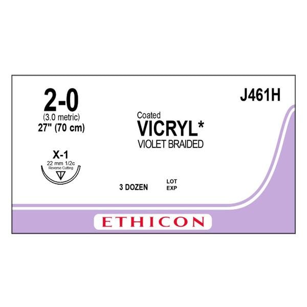 Vicryl Suture 2-0 27" Polyglactin 910 Braid X-1 Violet 36/Bx product image