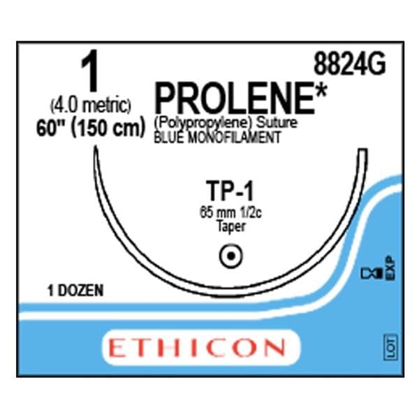 Prolene Suture 1 60" Polypropylene Monofilament TP-1 Blue 12/Bx