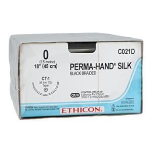 Perma-Hand Suture 0 8-18" Silk Braid CT-1 Black 12/Bx