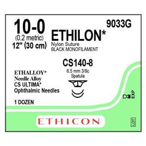 Ethilon Suture 10-0 12" Nylon Monofilament CS140-8/CS140-8 Black 12/Bx