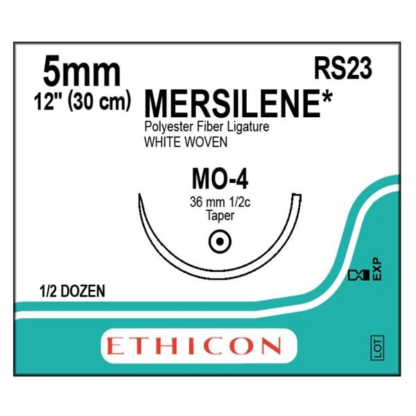 Mersilene Suture 5mm 12" Polyester Braid MO-4 White 6/Bx