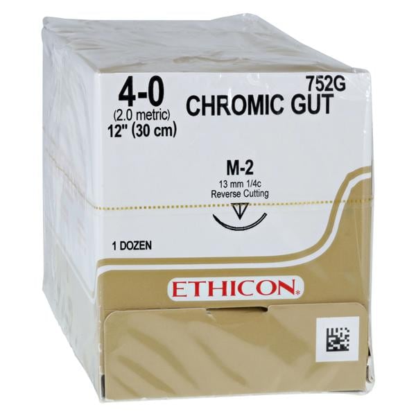 Suture 4-0 1x12" Chromic Gut Monofilament M-2 Brown 12/Bx