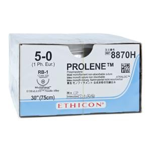 Prolene Suture 5-0 30" Polypropylene Monofilament RB-1 Blue 36/Bx