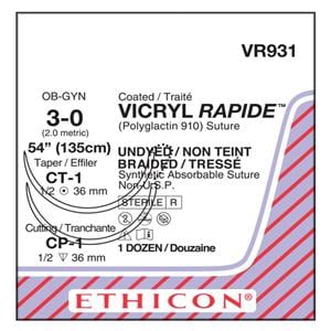 Vicryl Rapide Suture 3-0 54" Polyglactin 910 Braid CP-1/CT-1 Undyed 12/Bx