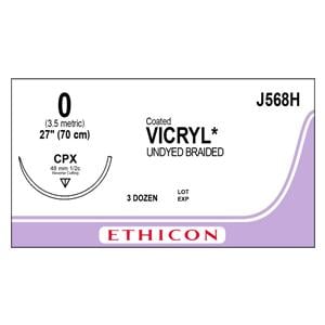 Vicryl Suture 0 27" Polyglactin 910 Braid CPX Undyed Bx