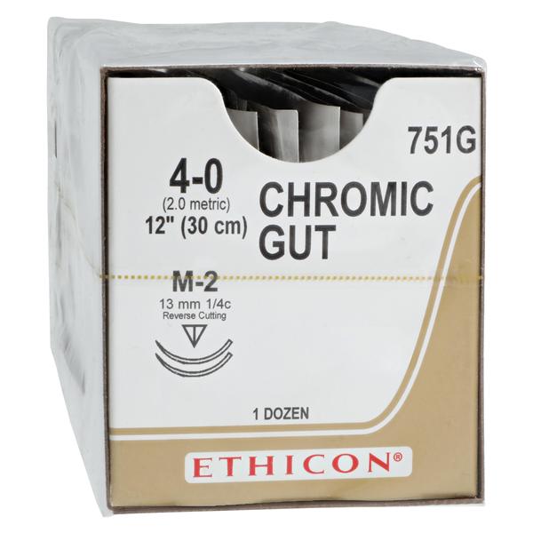 Suture 4-0 1x12" Chromic Gut Monofilament M-2/M-2 Brown 12/Bx