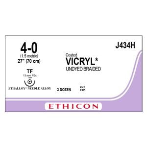 Vicryl Suture 4-0 27" Polyglactin 910 Braid TF Undyed 36/Bx