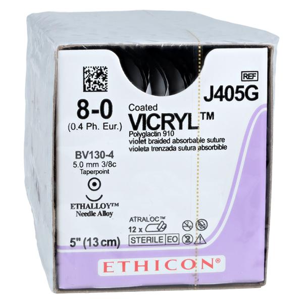 Vicryl Suture 8-0 5" Polyglactin 910 Braid BV130-4 Violet 12/Bx