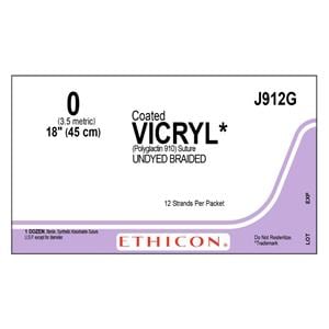 Vicryl Suture 2-0 12-18" Polyglactin 910 Braid Undyed 12/Bx