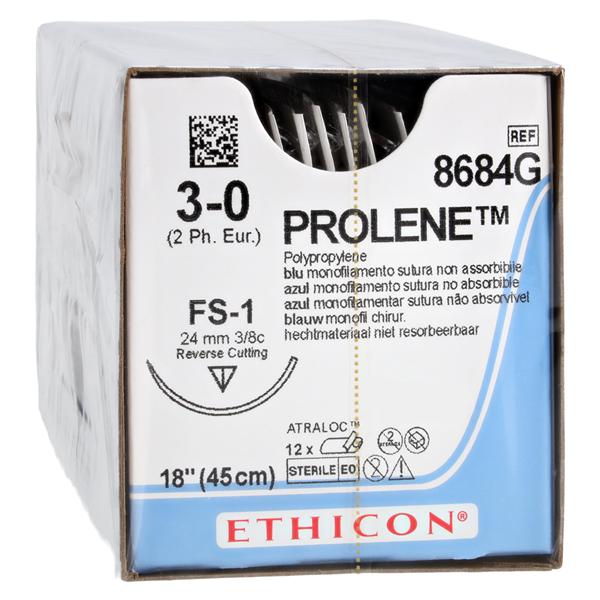 Prolene Suture 3-0 18" Polypropylene Monofilament FS-1 Blue 12/Bx