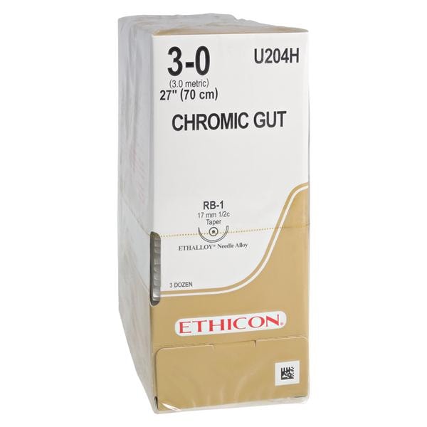 Suture 3-0 27" Chromic Gut Monofilament RB-1 Brown 36/Bx