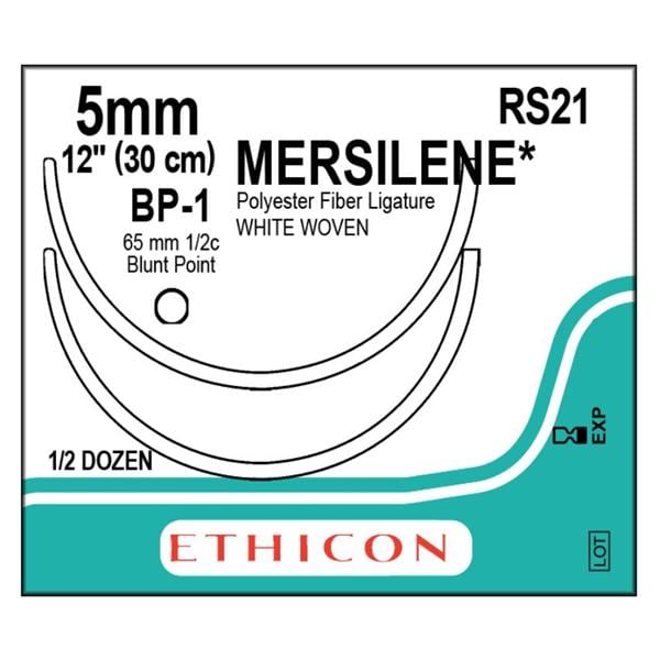 Mersilene Suture 5mm 1x12" Polyester Woven Tape Braid BP-1/BP-1 White 6/Bx