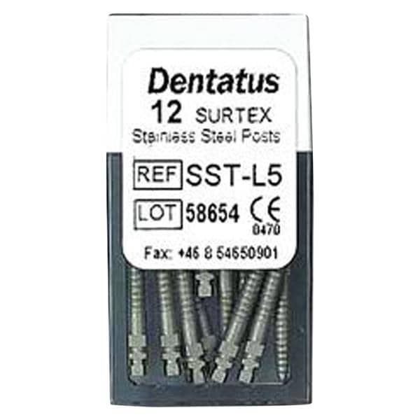 Surtex Posts Stainless Steel Size 1.65 mm Parallel Sided & Tapered End 12/Bx