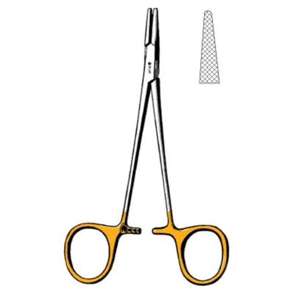 Halsey Needle Holder Serrated Jaw 5-1/4" Stainless Steel/Tungsten Carbide Ea