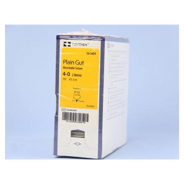 Surgigut Suture 4-0 18" Plain Gut Monofilament P-13 Undyed 36/Ca