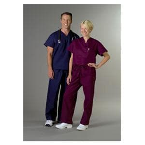 ComfortEase Scrub Shirt 1 Pocket Set-In Sleeves Medium Wine Unisex Ea