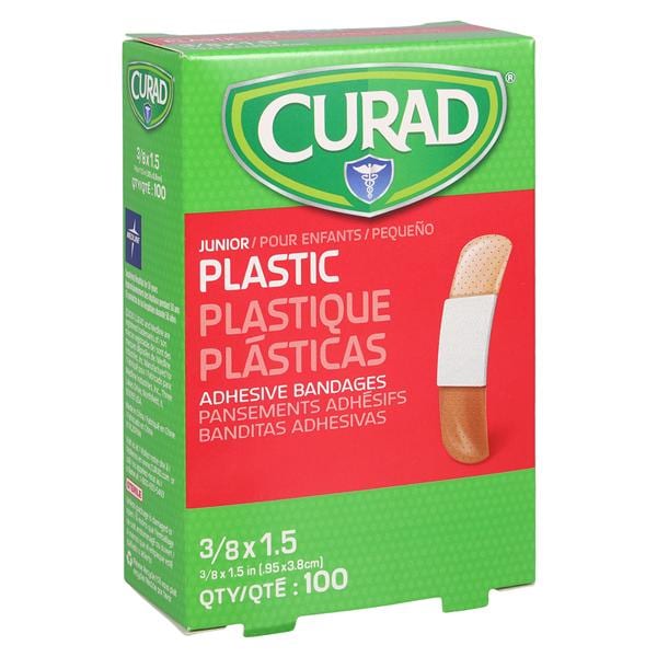 Curad Adhesive Bandage Plastic 1.5x.38" Flesh Sterile 100/Bx, 36 BX/CA