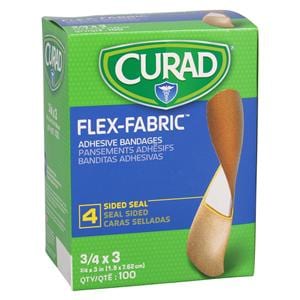 Curad Adhesive Bandage Fabric 3x0.75" Natural Sterile 100/Bx
