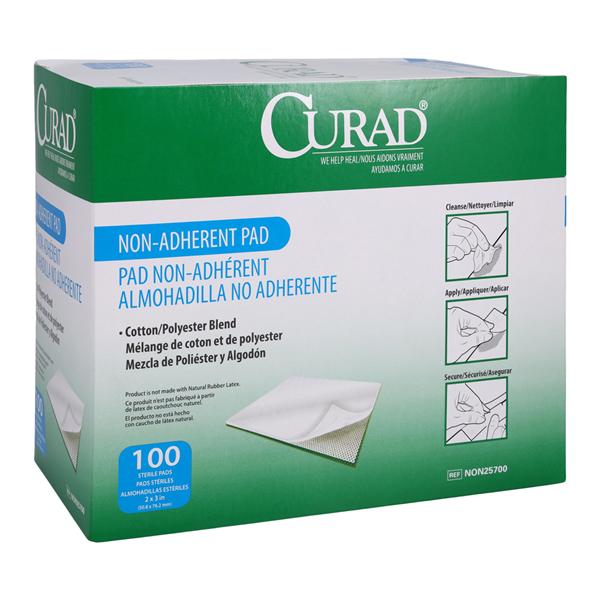Curad Cotton/Polyester Dressing Pad 2x3" Sterile Non-Adherent Non-Adhesive LF, 12 BX/CA