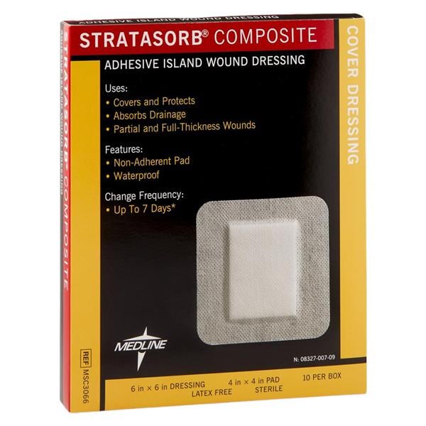 Stratasorb Composite Island Dressing 6x6" 4 Layer Non-Adherent Adhesive Abs LF