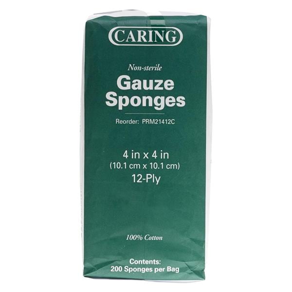 100% Cotton Woven Gauze Sponge 4x4" 12 Ply Sterile LF