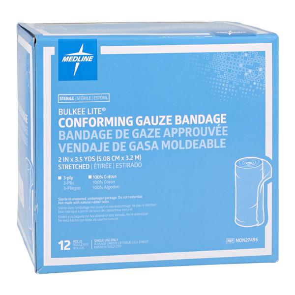 Bulkee Lite Gauze Bandage Cotton 2"x3.5yd 3 Ply Sterile 12/Bx, 12 BX/CA