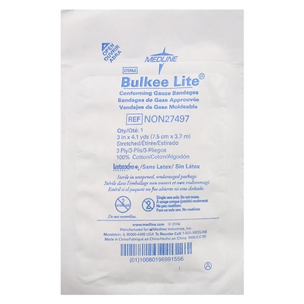 Bulkee Lite Gauze Bandage Cotton 3"x4.1yd 3 Ply Sterile 12/Bx, 8 BX/CA