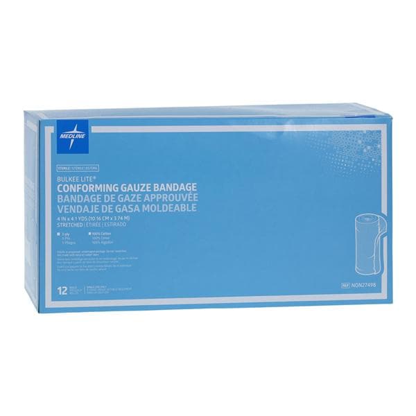Bulkee Lite Gauze Bandage Cotton 4"x4.1yd 3 Ply Sterile 12/Bx, 8 BX/CA