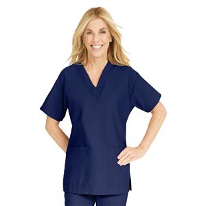 ComfortEase Scrub Shirt 2 Pockets Short Sleeves 5X Large Midnight Blue Womens Ea