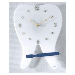 Clock Tooth Shaped 14 in x 11 in With Blue Brush Pendulum Ea