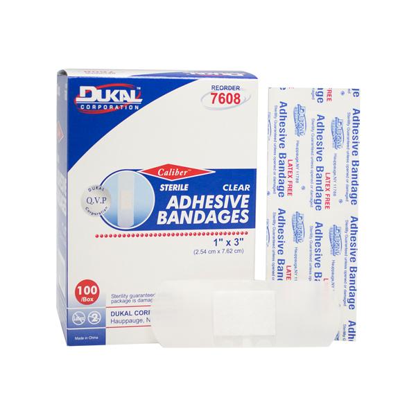 Caliber Adhesive Bandage Sheer 1x3" Sheer Sterile 100/Bx, 24 BX/CA