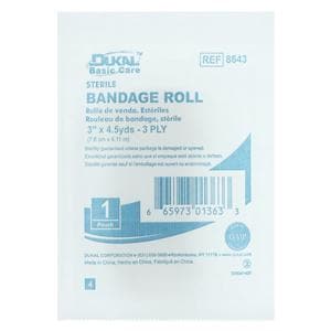 Gauze Bandage Fluff 3"x4.5yd 3 Ply Sterile 96/Ca