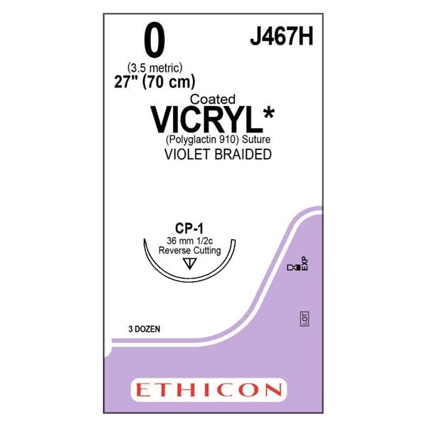 Vicryl Suture 0 27" Polyglactin 910 Braid CP-1 Violet 36/Bx